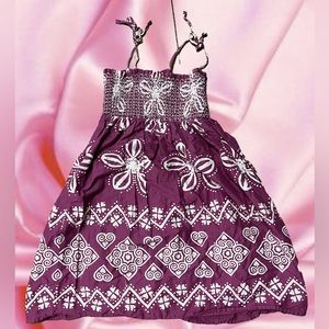 2009 near vintage old navy summer dress boho purple patterned tie straps large